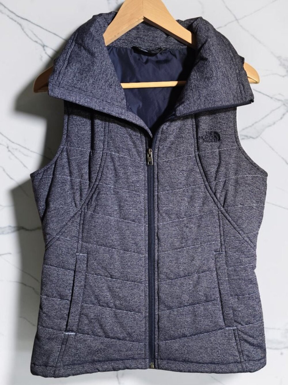 EUC The North Face Heather Navy Blue Pseudio Vest Size Medium